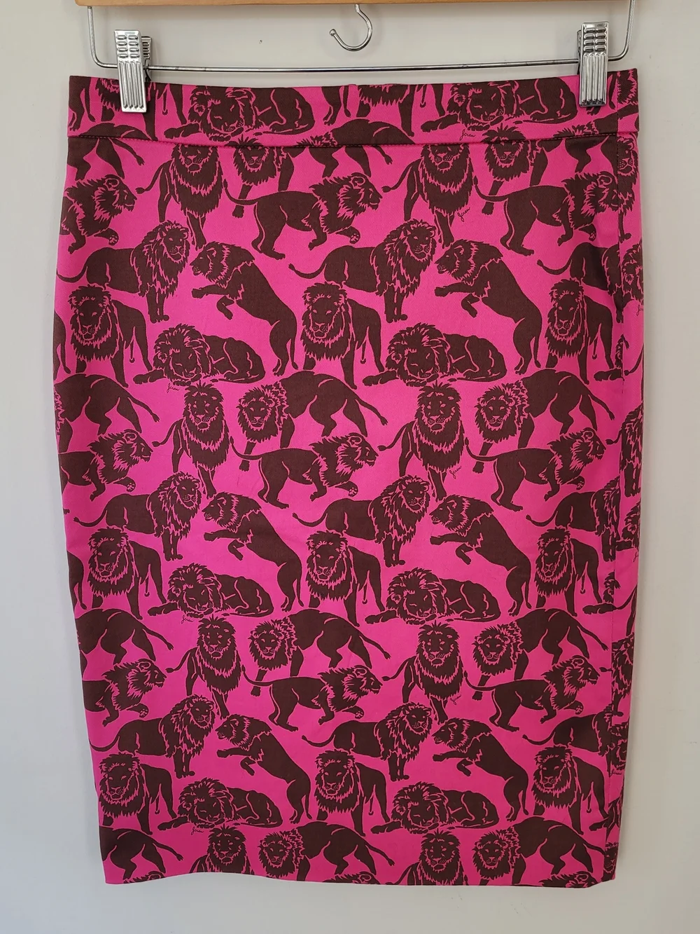 J. Crew Pink and Brown Lion-Print Pencil Skirt